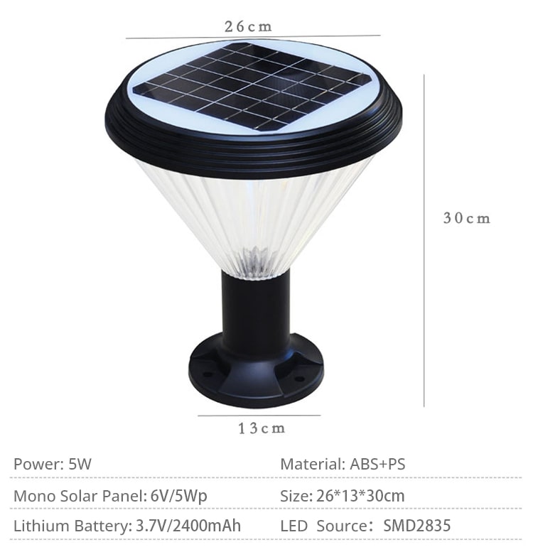 5w diamond solar pillar light