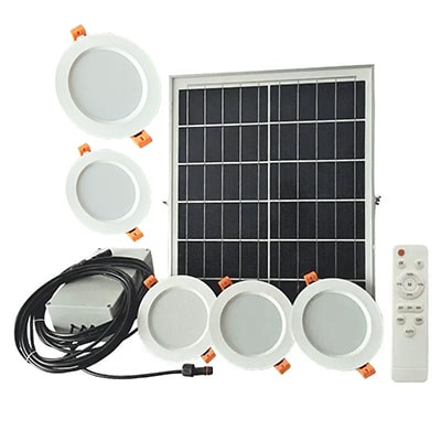 Solar LED Downlights Set | Five Downlights with One Solar Panel